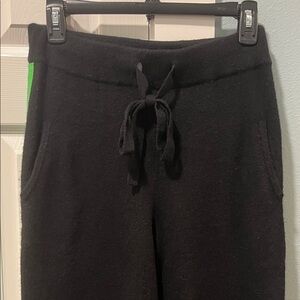 Gwynn’s Black Cashmere Joggers with Green Stripes down the sides Medium